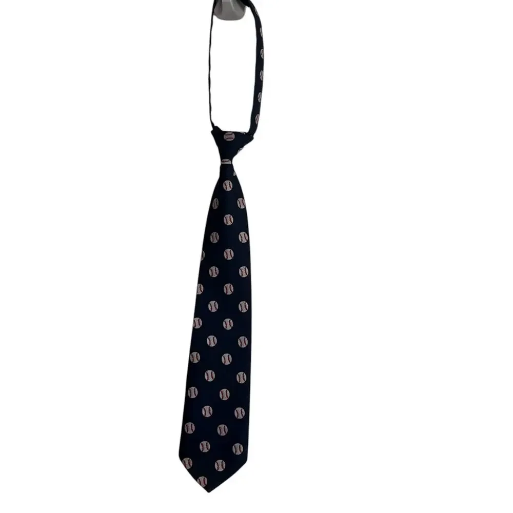 GYMBOREE Tie Size 2t-5t Little Boy Navy Blue Baseball - Picture 1 of 4